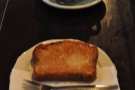 And a slice of toasted banana bread to go with my (decaf) flat white.