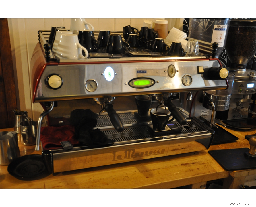 And the espresso machine, a two-group La Marzocco.