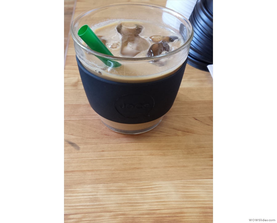 Breaking the habit of a lifetime, I went for an iced (decaf) latte...