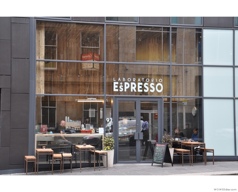 The glass front of Laboratorio Espresso on Glasgow's West Nile Street.