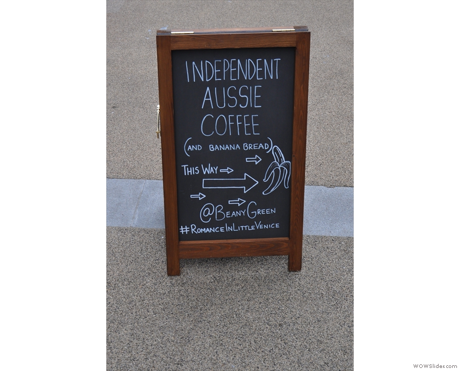 The first signs that there is something going on, coffee-wise, in Sheldon Square...