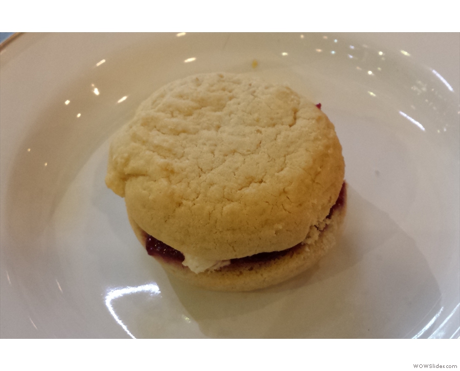 I paired my coffee with a lovely Monte Carlo: biscuit, jam and cream, all-in-one.