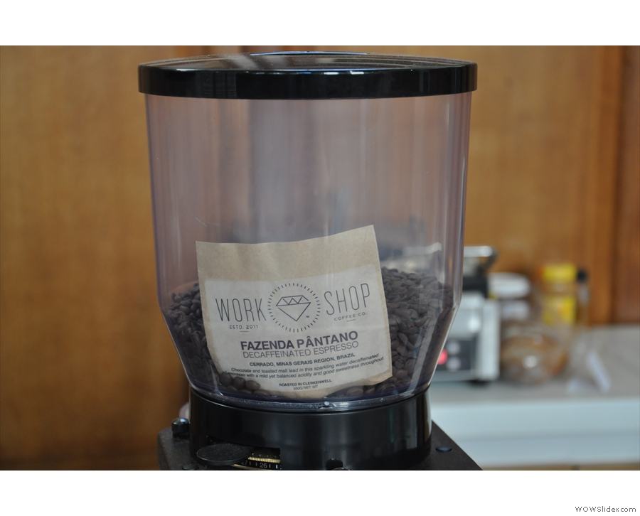 The decaf has its own grinder...