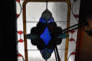 ... by this lovely stained-glass window.