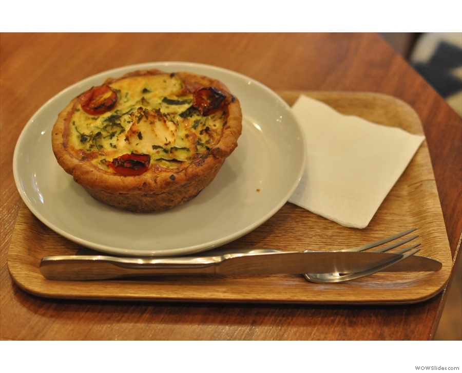 I went for a courgette and feta tart, served warm.