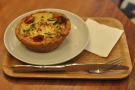 I went for a courgette and feta tart, served warm.