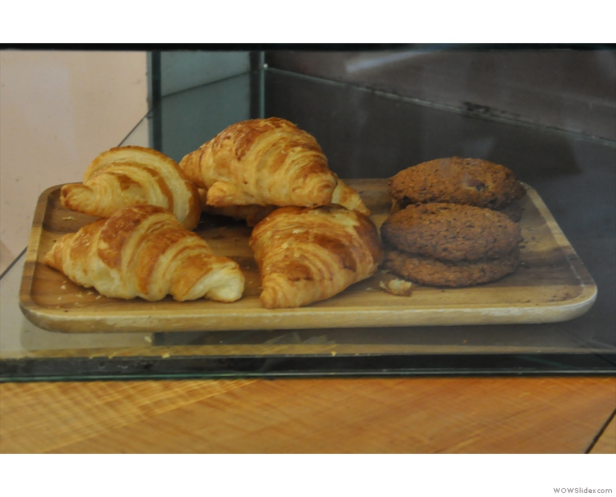 There's a small selection of cake, including these croissants and cookies.