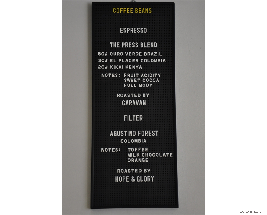 Today's beans: the 'Press Blend' by Caravan and the filter by Hope & Glory.