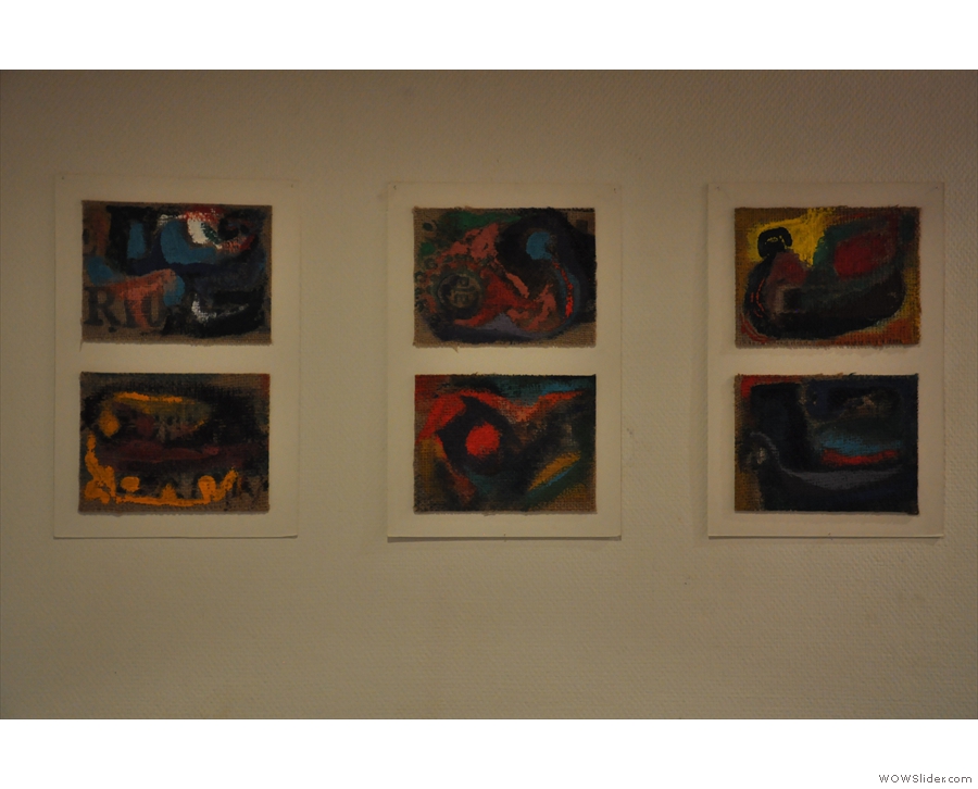 The paintings that adorn the walls are a collaboration with the artists colony next door.