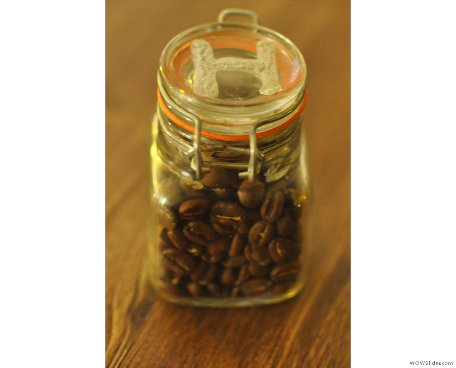 On ordering, you're given a little jar of beans so they know where to bring your coffee.