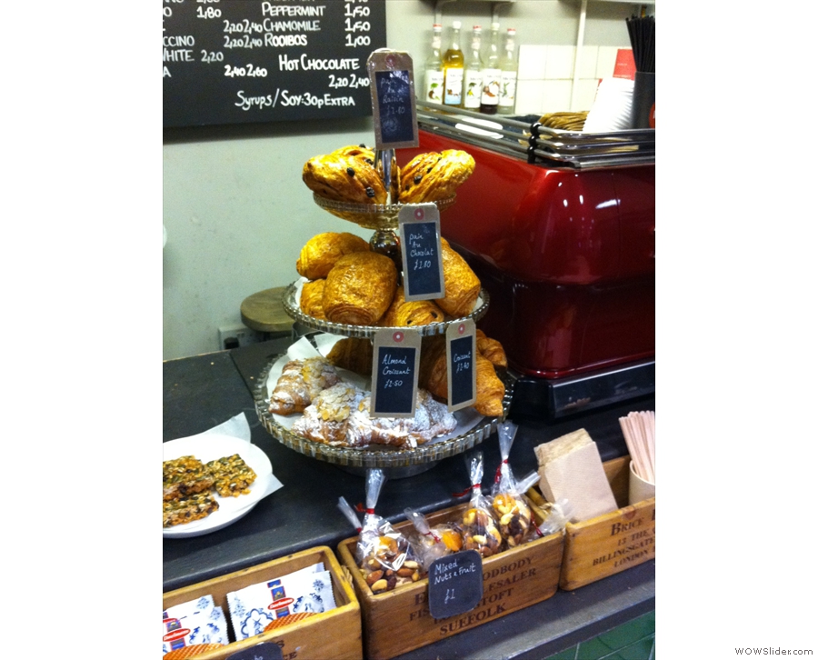 There are also plenty of freshly-baked pastries, essential to get you going of a morning!