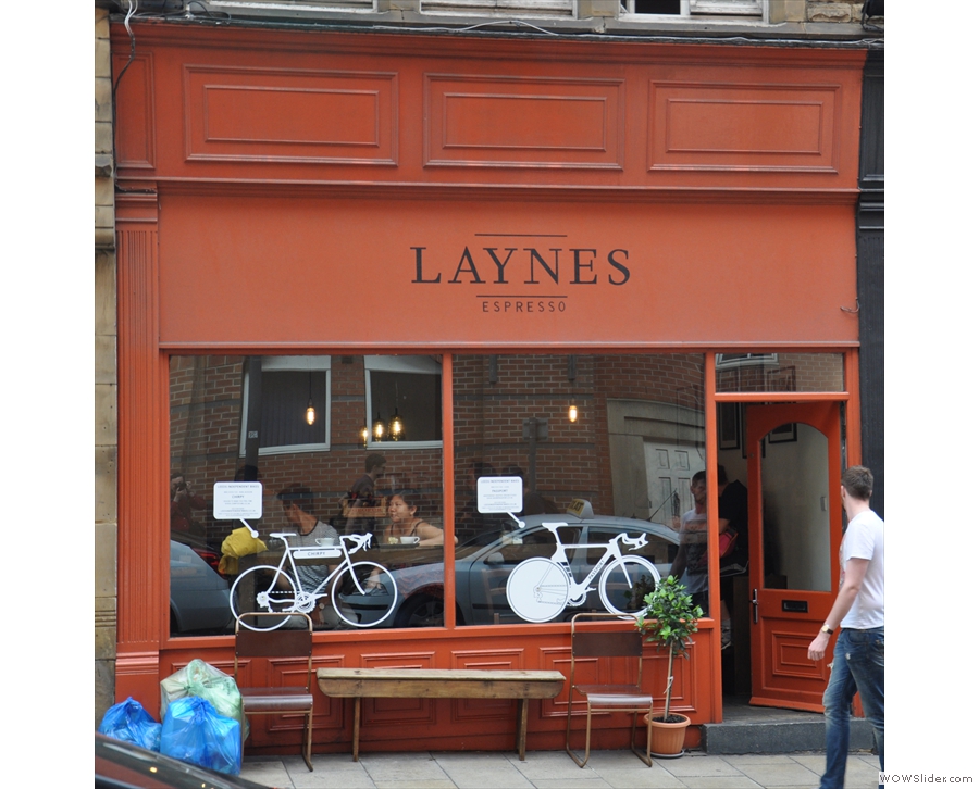 Laynes Espresso, cutting a striking figure on New Station Street.