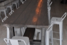 The 8 metre long, 26-seat communal table that dominates La Bottega Milanese.