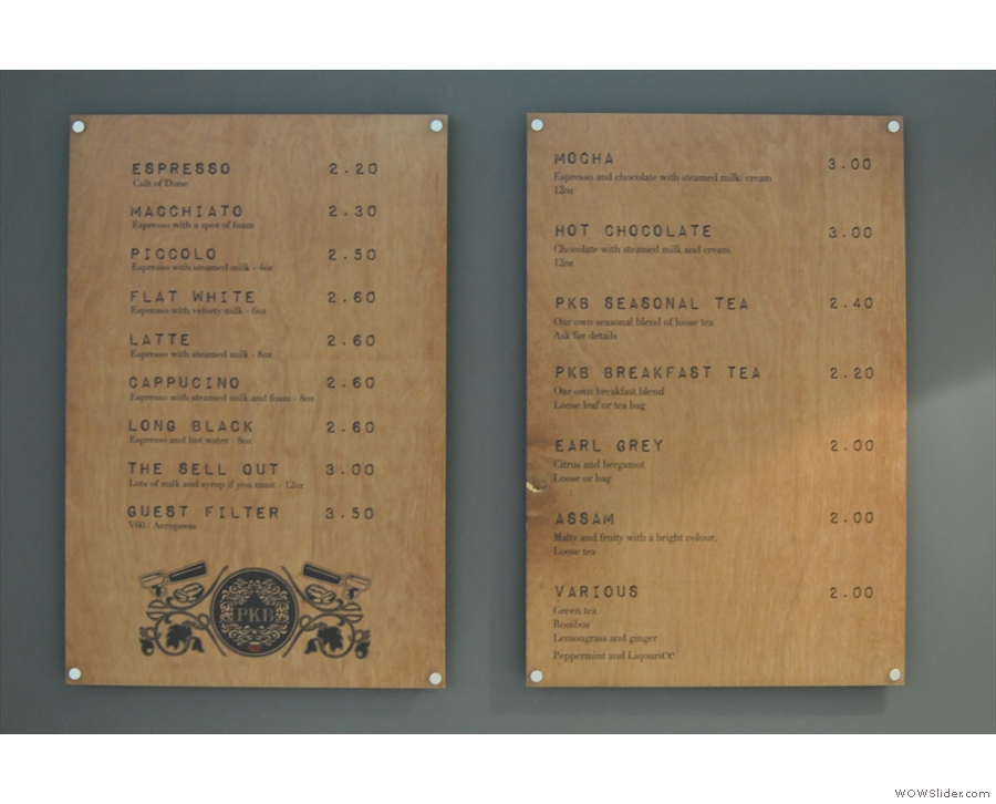 Right, down to business. The comprehensive drinks menu is worth a closer look...