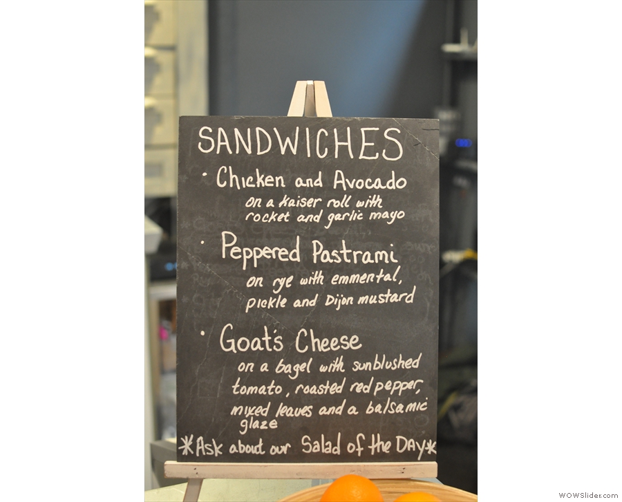 And the sandwich menu.