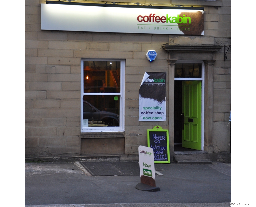 The Coffee Kabin, in Huddersfield, as seen from across the busy Queensgate road.
