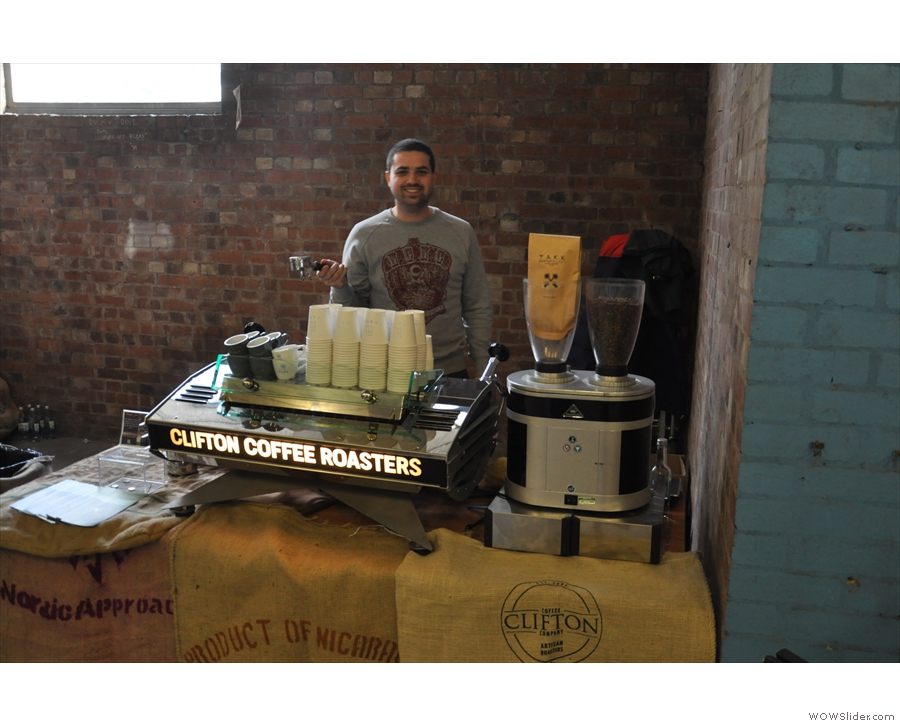 And roasters, Clifton Coffee Company, with Chris from Small St Espresso pressed into duty.