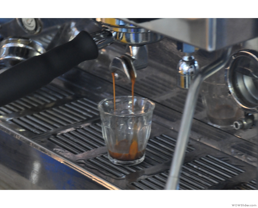 I like watching espresso being prepared in a glass.