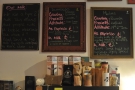 The beans are chalked up above the counter; somehow I only photographed the espressos.