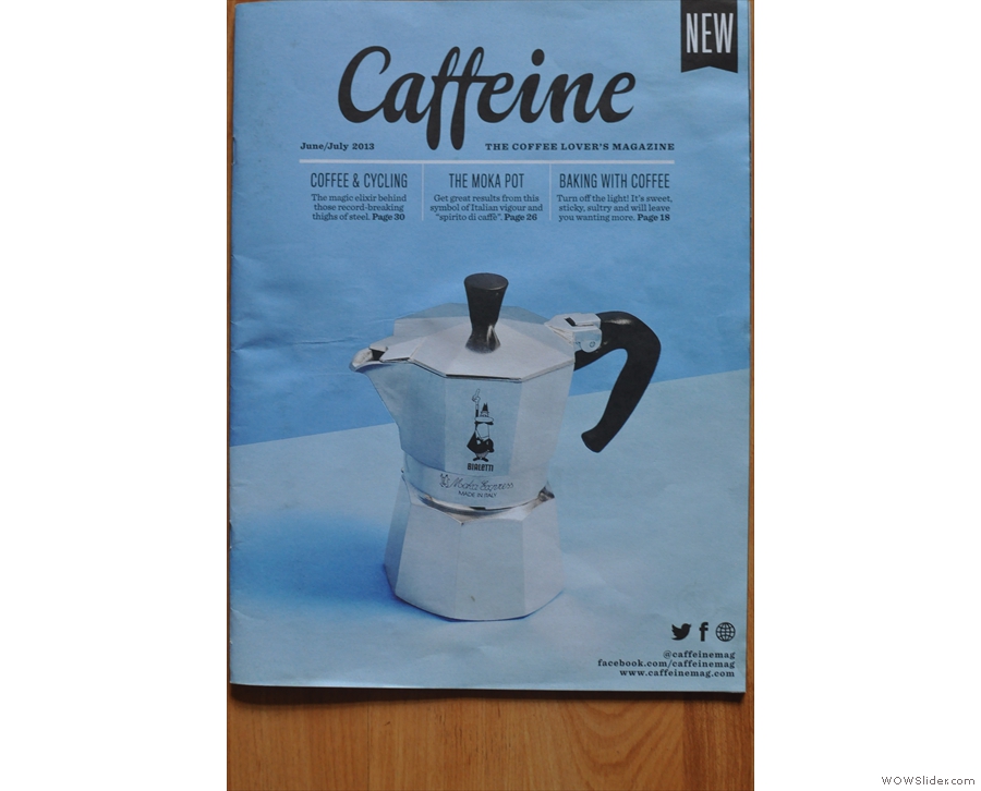 Issue 3 made a splash with the distinctive Moka Pot cover.
