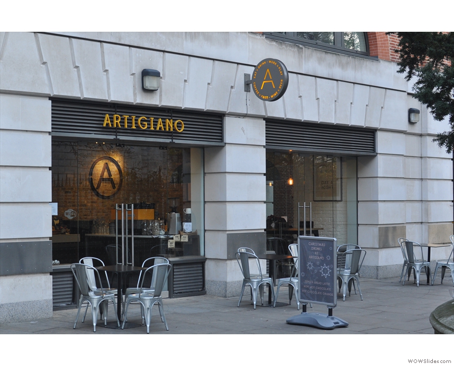 Artigiano Espresso, the orignal branch, seen from the direction of Ludgate Hill...