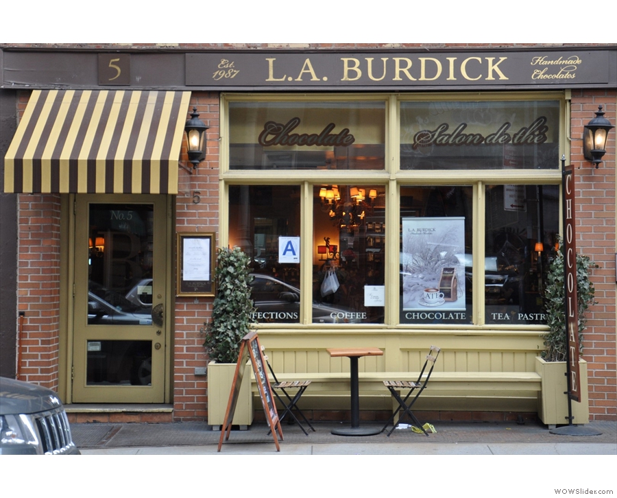 The NYC branch of LA Burdick. Chocolate heaven, with damn fine coffee too.