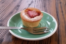 A bite-sized Vanilla and Strawberry Friand from The Wren in London.