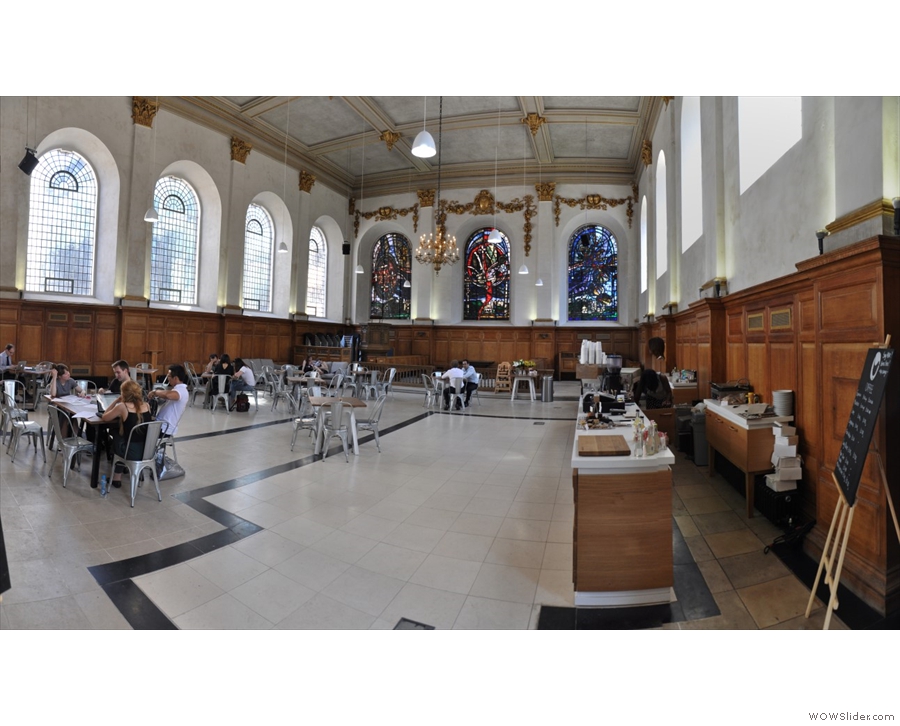 The soaring interior of The Wren, set in a Christopher Wren church in the heart of the city.