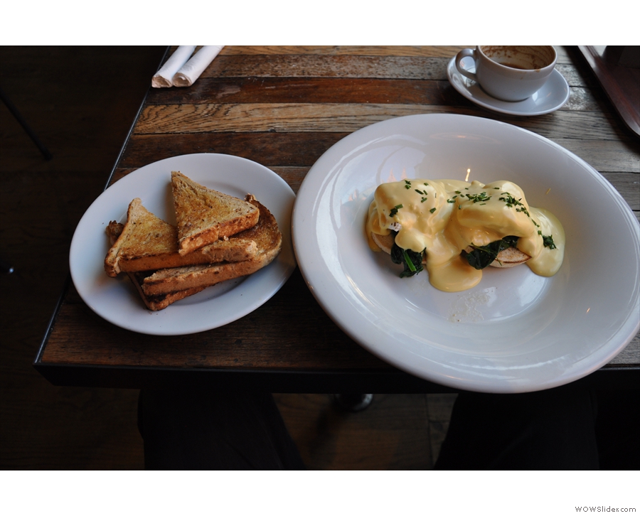 A 3-in-1 nomination for the Boston Tea Party and my favourite breakfast, Eggs Florentine.