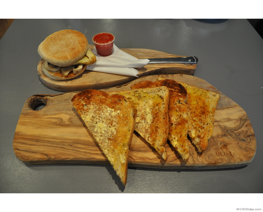 Beautifully presented field mushroom soufflé muffin (with toast) at Birmingham's Saint Kitchen