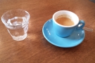 My espresso, with a glass of water, naturally.