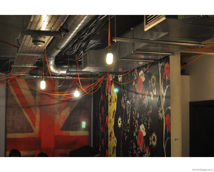 Typical decor from the basement, although the Union Jack's now gone.