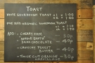 ... and the dedicated toast menu. You have to love a place with a separate toast menu!