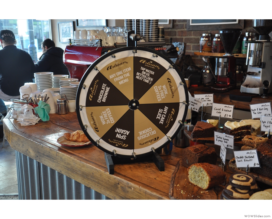 There's also the famous loyalty card wheel. When your stamp is full, spin the wheel!