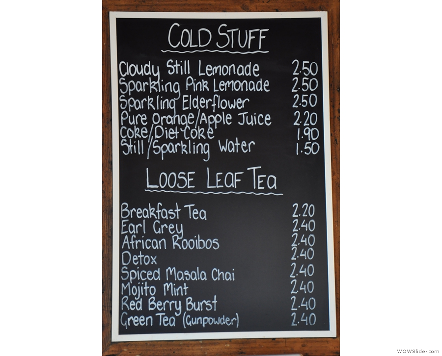 There's a separate cold drinks and tea menu...