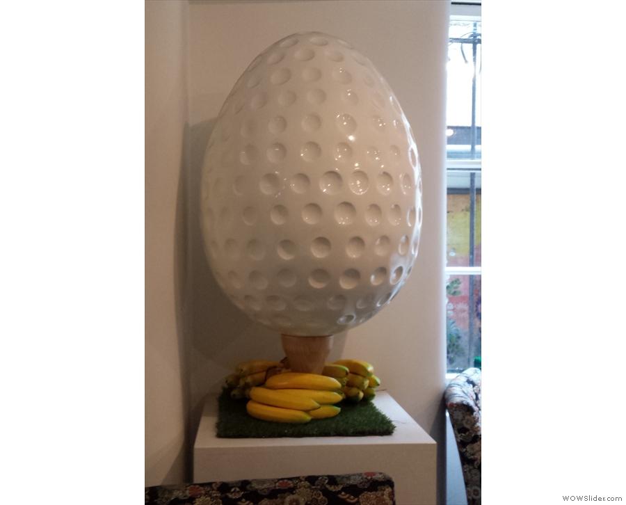 Eggs seems to be a common theme at Daisy Green. Here's a (giant) golf ball egg...