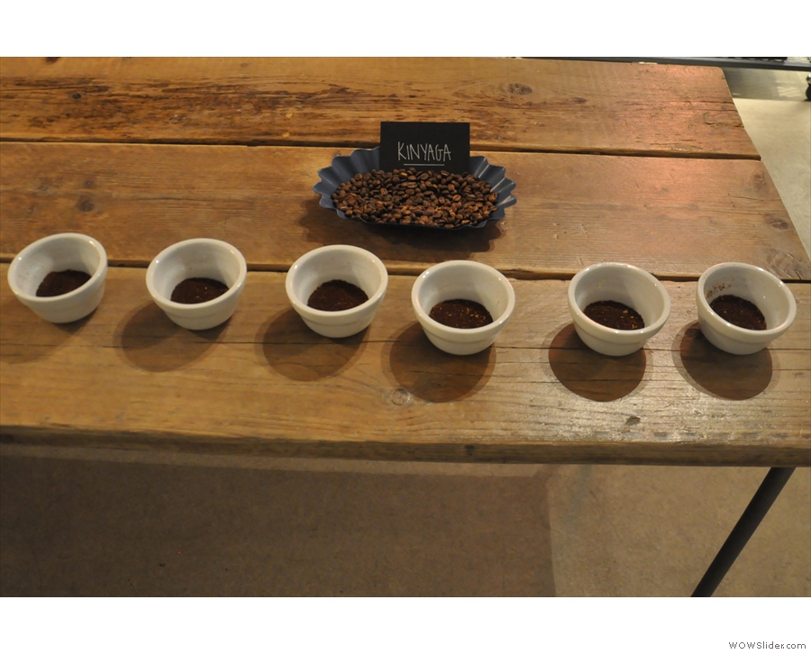 In no particular order, these are the seven coffes that we were cupping.