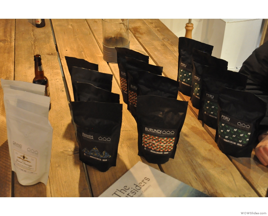 Some of the output from Brighton's Small Batch, including beans from Peru & Colombia.