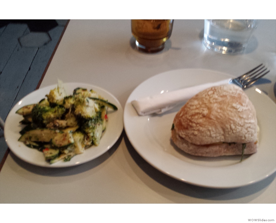 I've also sampled quite a bit of the food menu: here, salad and a roll...