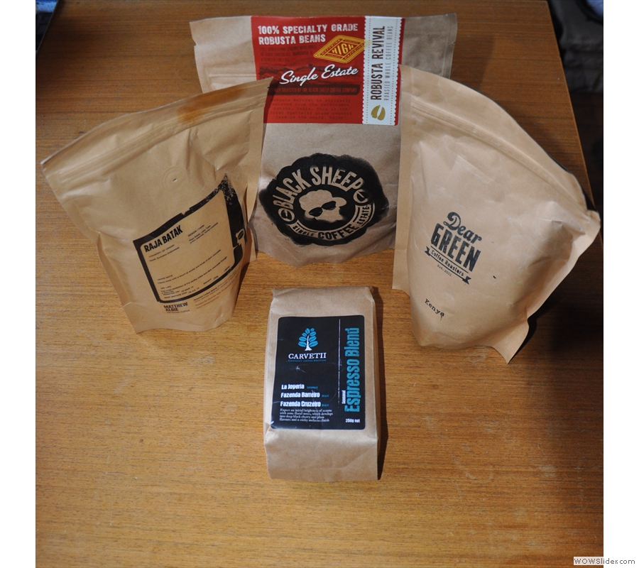 However, it wouldn't be a coffee festival without some coffee. Here's the haul I brought back with me. With thanks to Matthew Algie, Black Sheep, Dear Green & Carvetii.