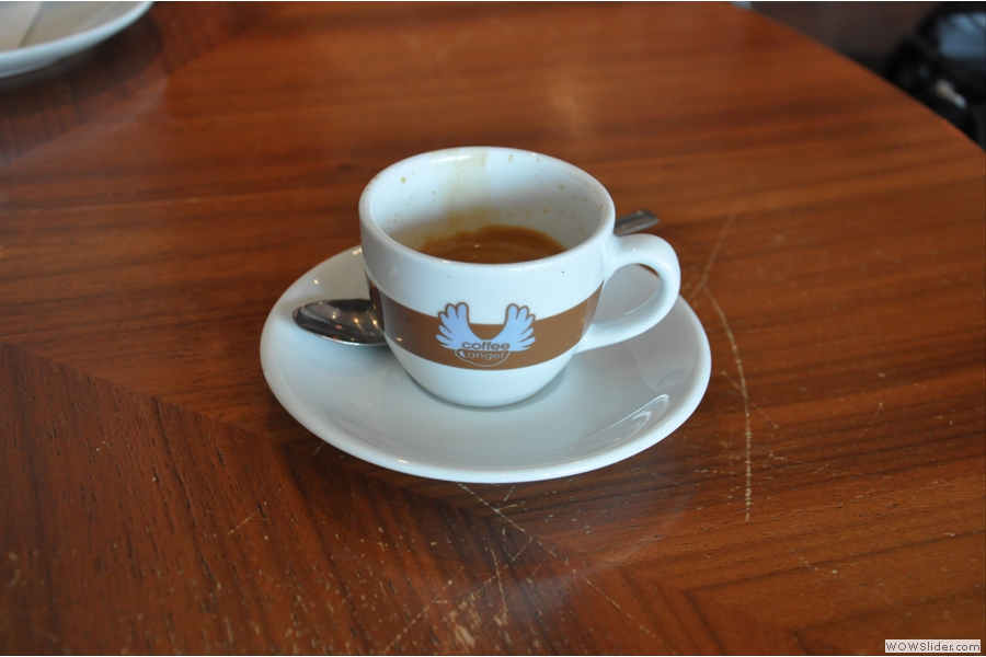 It all starts at Coffee Angel, four months before the tour, when I wrote my first ever Coffee Spot blog post. Here we have an espresso, Coffee Angel style.
