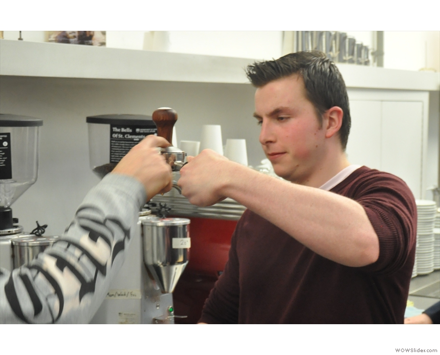 The tamp test: is the tamper level? Here Chris gives Dan some pointers.