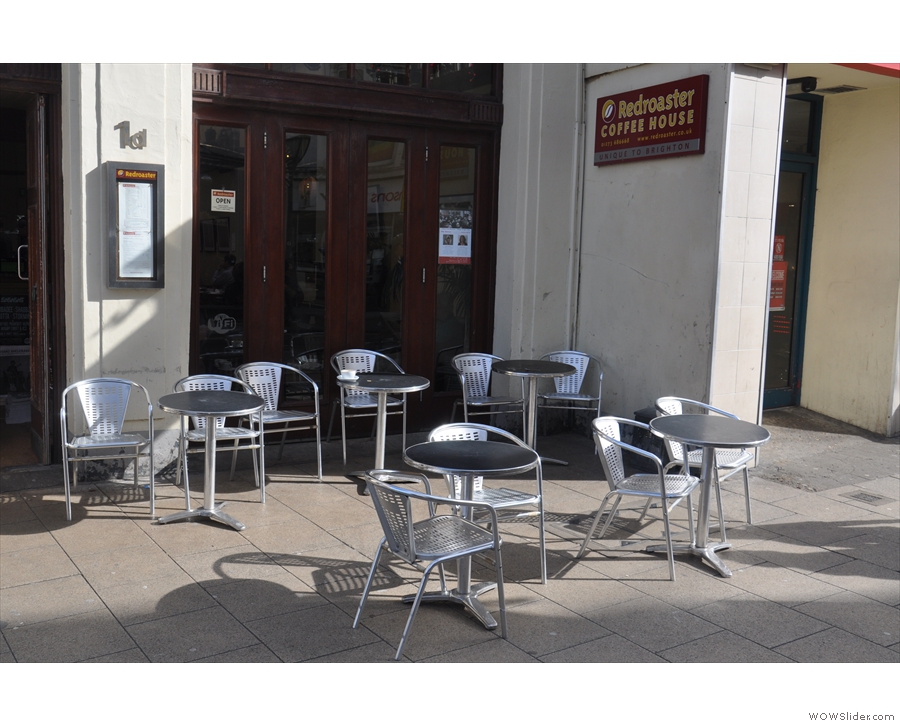 The outside seating is fairly sheltered and in a sunny spot.