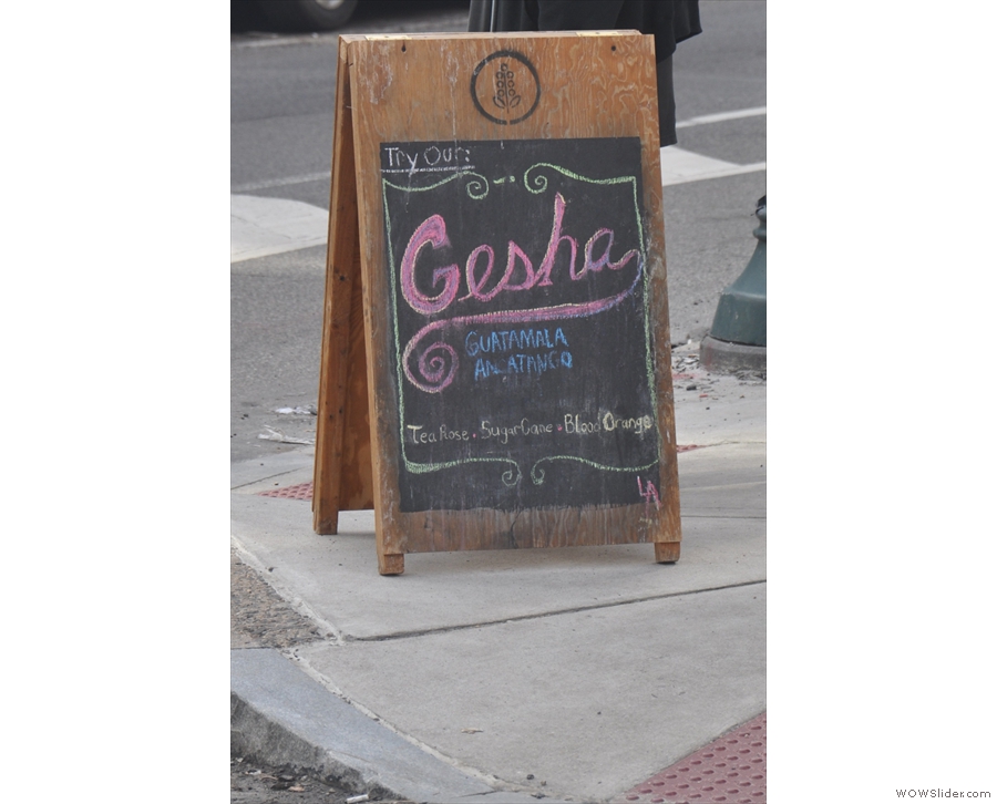 Greenstreet is not afraid to use its A-board to advertise its speciality coffee status.