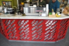 ... while the counter below is in red, the design here repreresenting the roaster's flames.