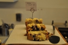 Most of the cakes are baked on site. Here, from January, a blueberry crumble cake...