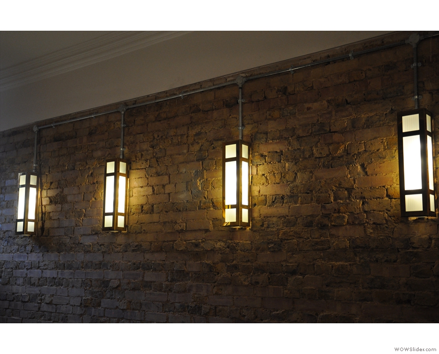 However, the lights are everywhere, including on this lovely bare-brick wall.