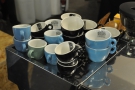 Latte art lessons with Dhan. Well, we've got lots of cups, which is probably a good start!