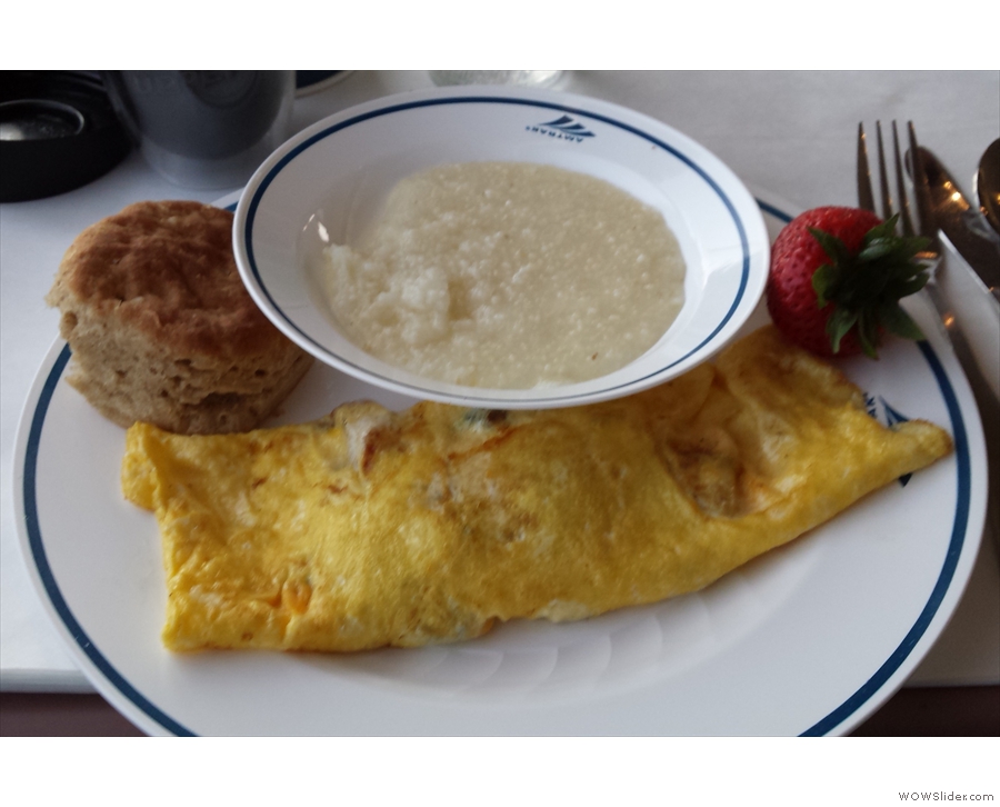 My breakfast omelette, with grits and a biscuit, was pretty good too.