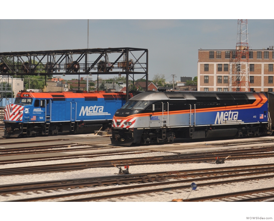 Old and new. Metra has some very sleek, modern-looking locomotives...